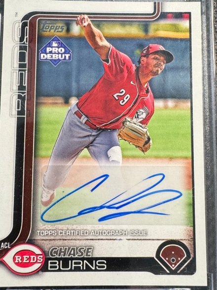 Chase Burns Topps Pro Debut autograph card