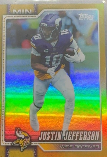 Justin Jefferson Topps Gold Rainbow Foil card numbered to 50